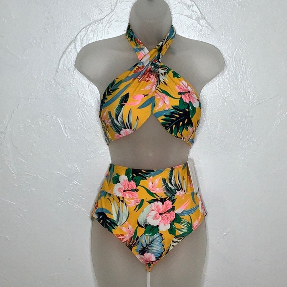 Beach Joy Bikini Tropical High waisted bikini size small NWT - Picture 2 of 16